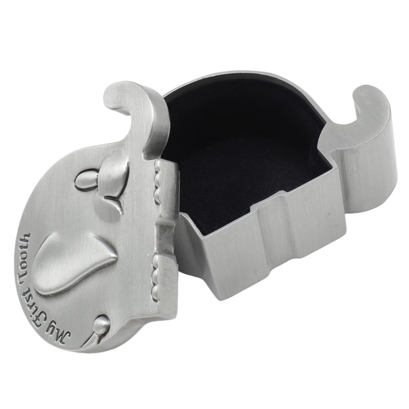Baby Teeth Keepsake Box, First Tooth and Curls Elephant Shape