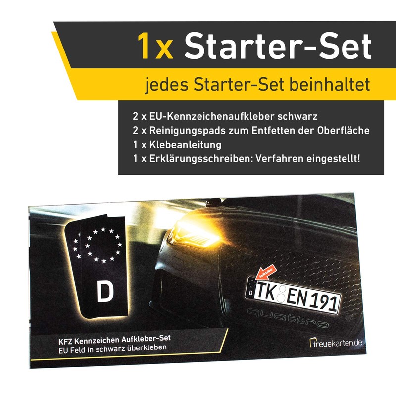 2 x Number Plate Sticker EU Field Black incl. 1