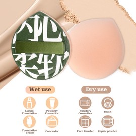 4 Pcs Korean Makeup Powder Puff Ultra Soft Sponge Puff for Foundation Concealer and Powder Teardrop Powder Puff Foundation Sponge Blender Sponge for Liquid, Cream, and Powder (2 Big 2 Small)