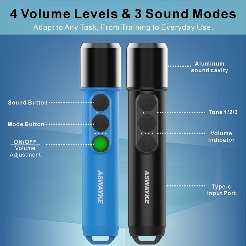 aswayke Electronic Whistle Set of 2-125dB Loud Rechargeable Whistle, Type-C