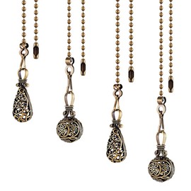 SUR-CIEL 4PCS Ceiling Fan Pull Chain, Fan Pull Chain Extension, Pull Chains for Ceiling Fans and Lights, Light Pull Chain Extension with 12 Inches 3mm Diameter Ball Chain