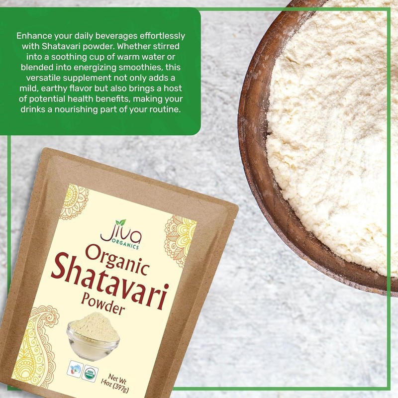 Jiva Organics Organic Shatavari Powder 14 Ounce Bulk Bag -