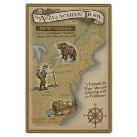 Lantern Press 6x9 Inch Wood Sign, Ready to Hang Wall Decor, Appalachian Trail Map