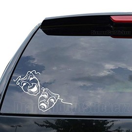 DiamondCutStickerz Drama MASK Theater Comedy Tragedy Decal Sticker Car Truck Motorcycle Window Bumper Laptop Wall Decor - Size (09 inch / 23 cm Wide) - Color (Gloss RED)
