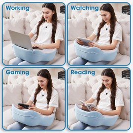 comehealthy Reading Pillow, Lap Desk, Laptop Lap Desk, Laptop Stand for Bed, Arm Rest Pillow, Memory Foam Gaming Pillow for Reading, Working, Gaming in Bed Couch Floor (Blue-Grey)