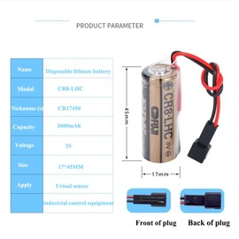 Meewellvetry (Pack of 6) for Fuji FDK CR8.LHC 3V 2600mAh CR8-LHC Non-Rechargeable Battery with Black Plug