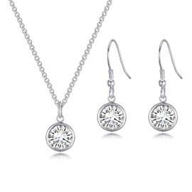 Philip Jones April (Diamond) Birthstone Necklace & Drop Earrings Set Created with Zircondia® Crystals