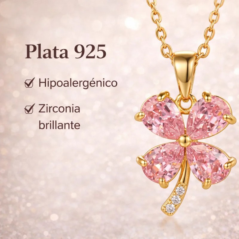 Forever 21 - Collar Plata 925 Oro 14k Trébol Cuatro