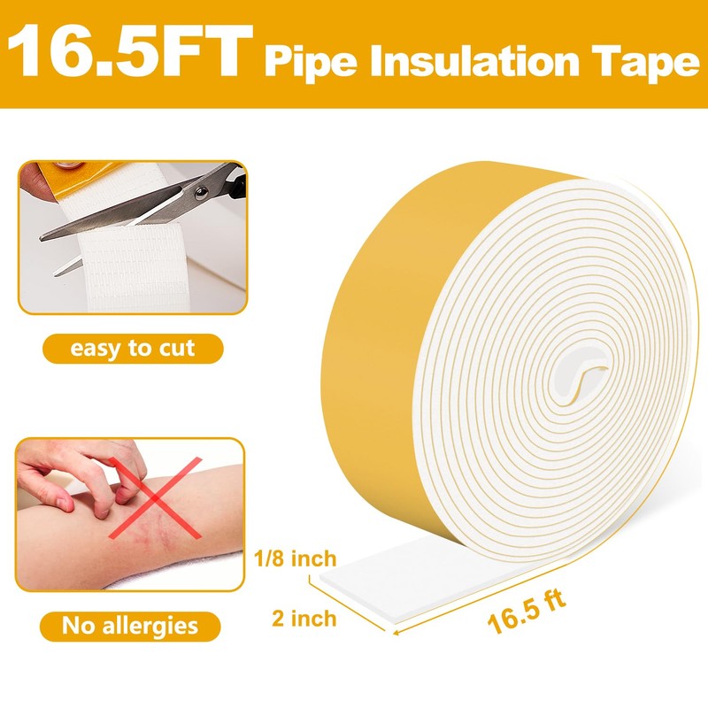 DEMEDO Pipe Insulation Tape, Pipe Wrap Insulation Foam Tape Self