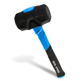 Real Steel Rubber Mallet Hammer 16 OZ Black Rubber Hammer with Solid Head, Double-faced Mallets for Flooring, Woodworking, Camping, Automotive 0325