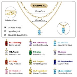 FIOROYAL 14K Gold Plated Birthstone Necklace for Women Girls,Layered Gold Necklace Stack,Dainty Cubic Zirconia Pendant Necklace,Diamond Necklaces Birthstone for December Birthday Gifts Jewellery