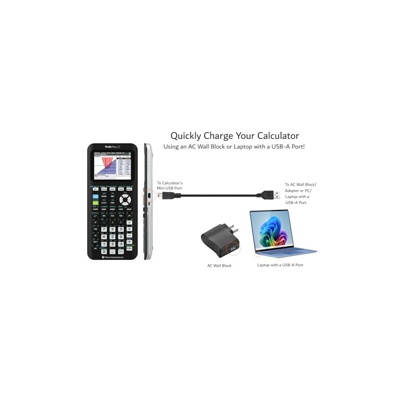 USB Power and Data Cable for Texas Instruments Calculators, TI-84