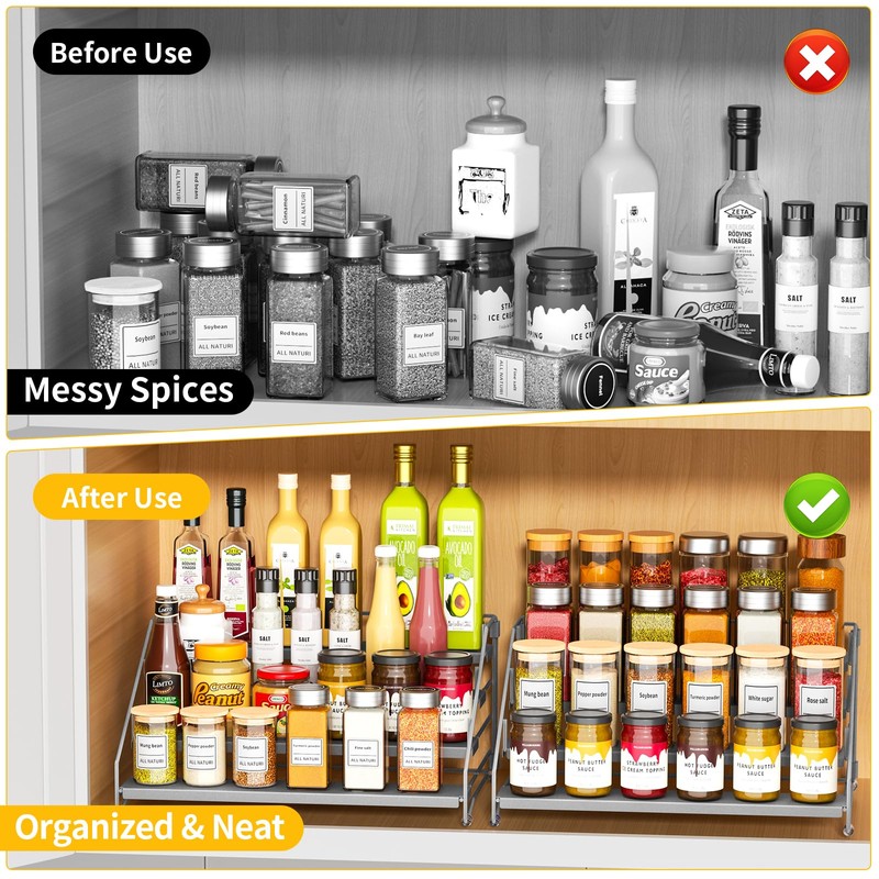 RCHYFEED 4 Tier Spice Rack Organizer, Spice Organization for Cabinet,Pantry,