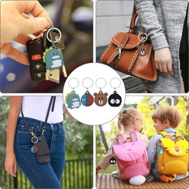 AirTag Cartoon-Muster-Schutzhülle, Airtag weiche Silikonhülle, Zubehör umfasst Schlüsselring/Taschenanhänger/Gepäckanhänger/Hundehalsbandanhänger (4 Stück)