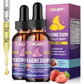 Kids Magnesium Liquid Drops-Magnesium Glycinate Liquid for Kids Supplement-w/L-theanine, Omega-3, Vitamin B6, D3 - for Sleep, Relaxation, Brain, Bones