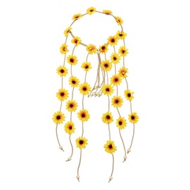 vipolish 1 PC Artificial Boho Sunflower Hairband Adjustable Sunflowers Hippie Flower Headband Floral Crown Flower Headdress Hair Hoop Headwear Yellow