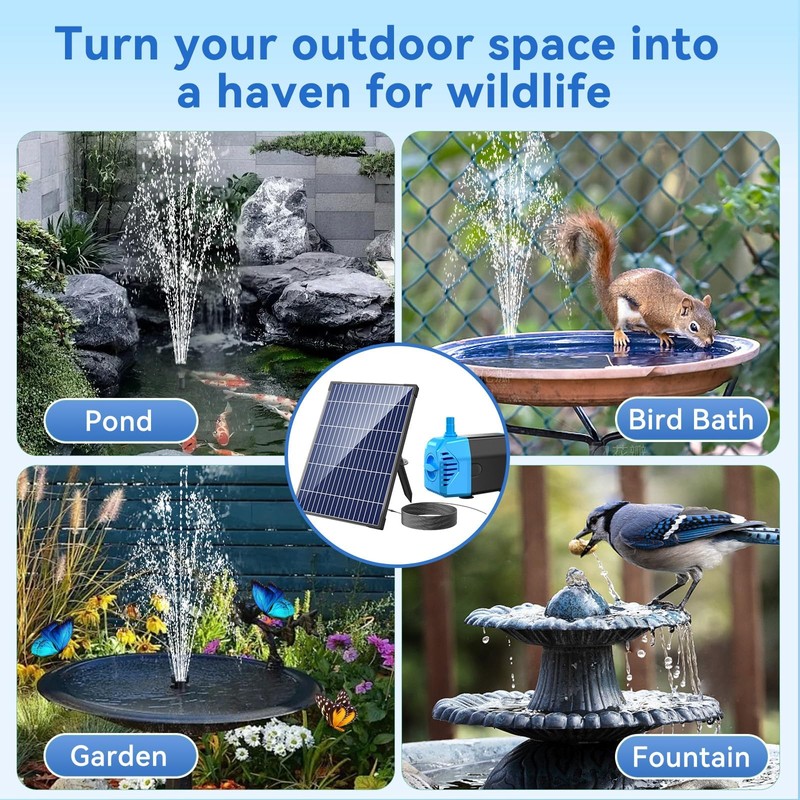 POPOSOAP Solar Water Pump, 12W Solar Fountain Pump 160GPH Flow