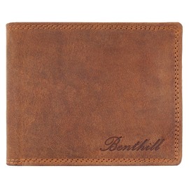 Benthill Men's Genuine Leather Wallet with RFID Protection, Brown - Tan (H)