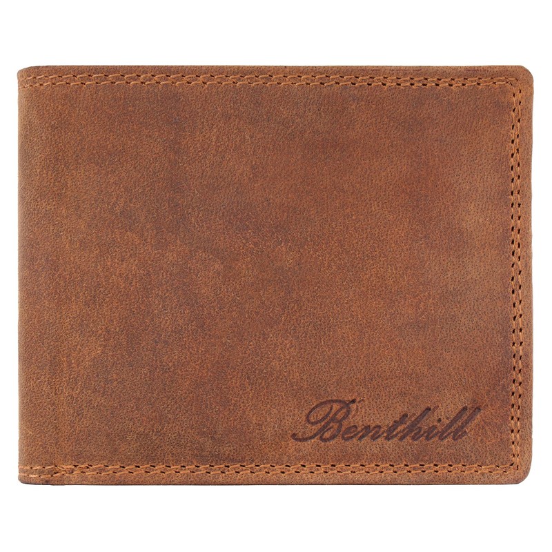 Benthill Men's Genuine Leather Wallet with RFID Protection, Brown -