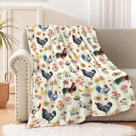 Watercolor Chicken Throw Blanket is Super Soft and Warm,The Lightweight Flannel Blanket is for All-Season Use,A Great Choice for Gifts 50"x40"for Kids