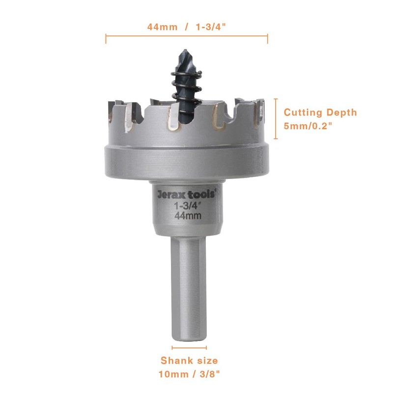 Jerax tools Tungsten Carbide Tipped Hole Cutter, 1-3/4 inch TCT