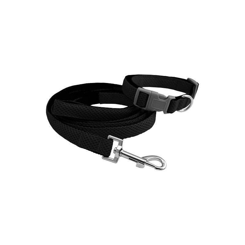 Furwear Mesh Dog Collar & Lead Set Black - Large,