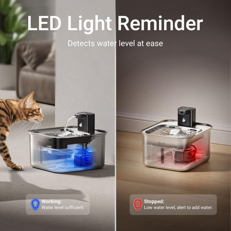 DownyPaws Replacement Water Pump Black for Cat Water Fountain Stainless