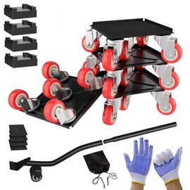 Furniture Movers with 5 Wheels Set,4 Pack Carbon Steel Heavy Duty Furniture Dolly with 360° Rotatable Rubber Universal Wheels, Furniture Lifter Tool for Sofa, Tables, Refrigerators, Cabinet,1322 LBS