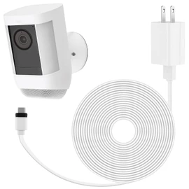 ALERTCAM Power Adapter for Spotlight Cam Plus/Pro (Battery), with 25Ft/7.5m Flat Weatherproof Outdoor Cable Continuously Power Your Camera - White