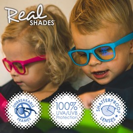 Real Shades Screen Shades Computer Glasses - 100% UV Protection Anti Glare Blue Light Glasses for Women, Men, Kids, Toddlers, Matte White, Youth 7+