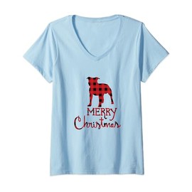 Staffy Dog Lover Staffy Christmas Matching Family Pajama V-Neck T-Shirt