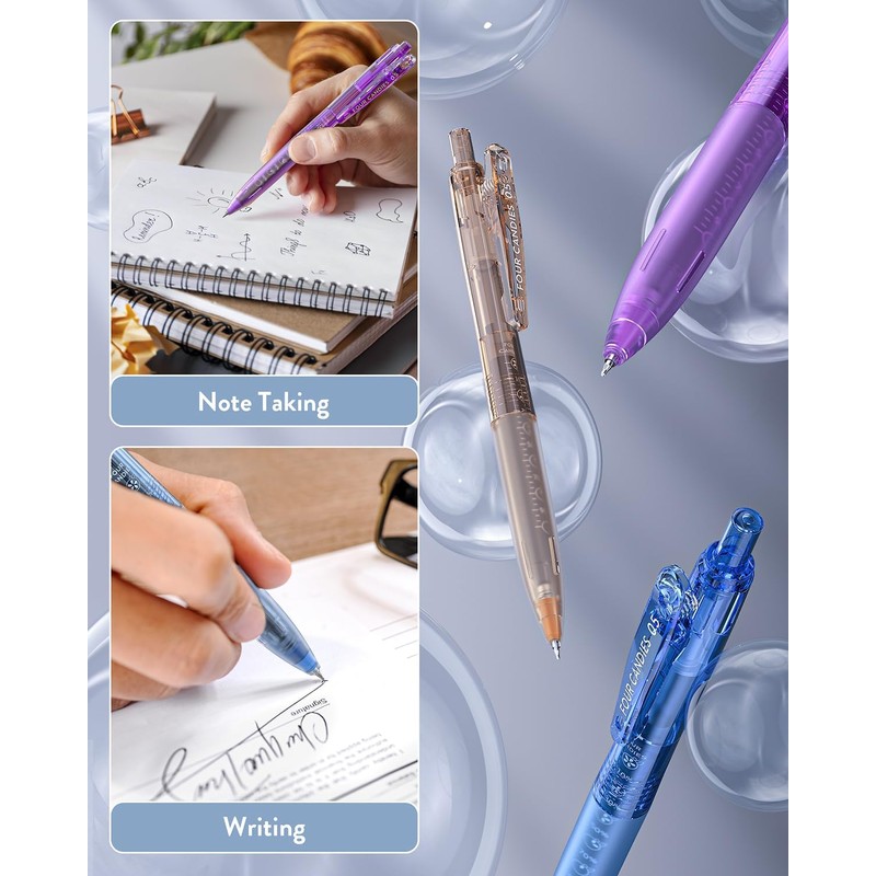 Four Candies Pastel Gel Ballpoint Pen, Black, 0.5, Set of