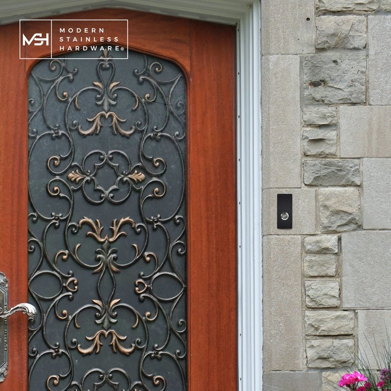 MSH Modern Stainless Hardware Model R7 Black Doorbells, R-Series Anodized