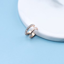 Yheakne Boho Cz Circle Cuff Earrings Gold Double Ring Helix Earrings Non Pierced Clip on Earrings Minimalist Earcuffs Earring Jewelry for Women and Teen Girls