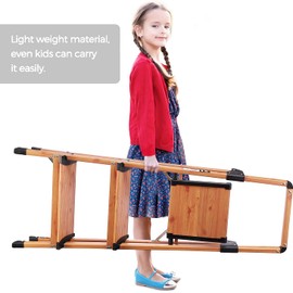 ACSTEP Step Ladder 3 Step Folding - Aluminum Lightweight Step Stools for Adults - Stepping Foldable Ladder with Anti-Slip Sturdy Wide Pedal 330 Lbs Capacity Woodgrain Ladder for Home Kitchen,Brown