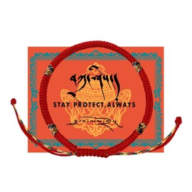 BUULIN Sacred Blessed Tibetan Monks Dorje Knot Protection Red Bracelet,Help Ward off Any Negative Energy