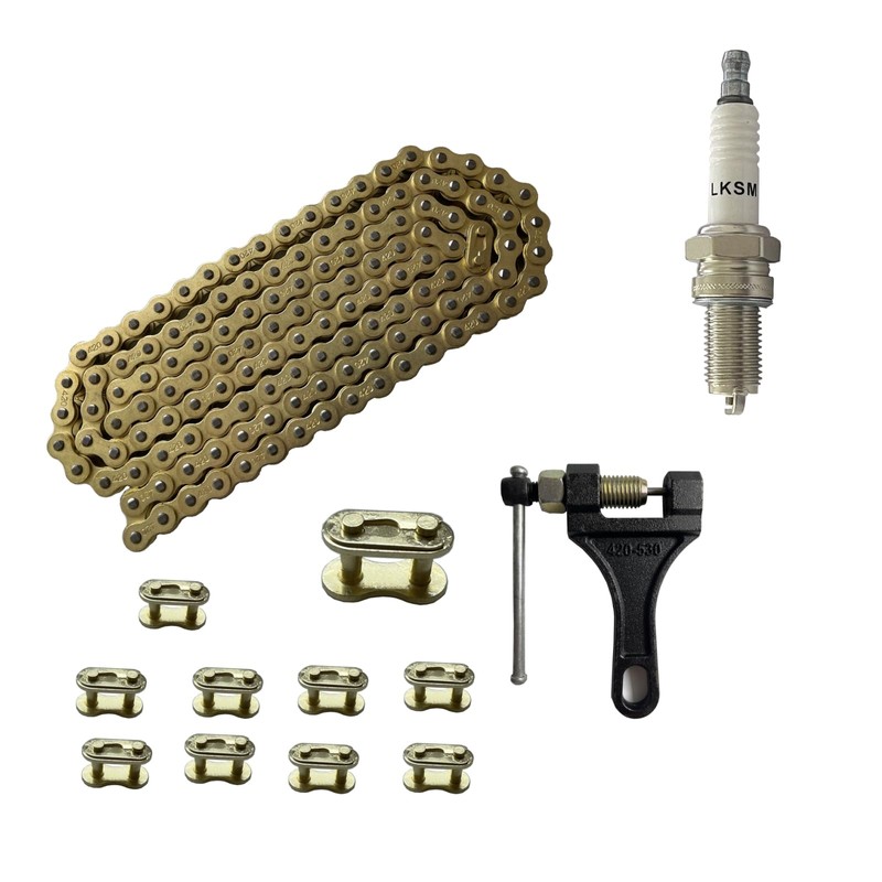 LKSM Gold 420 Motorcycle Chain 132 Link Standard with Chain