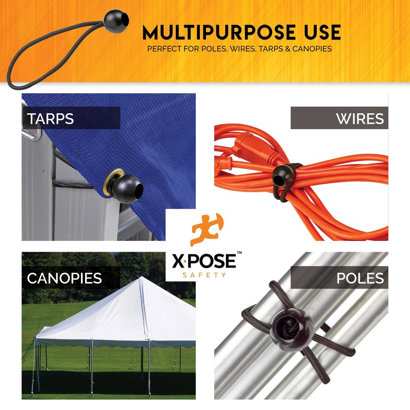 Xpose Safety Bungee Ball Cords 9" 100 Pack Heavy Duty