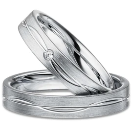 Kolibri Rings Wedding Rings Engagement Rings Silver 925 Zirconia Stone Set – Engraving and Case, Silver, Cubic Zirconia