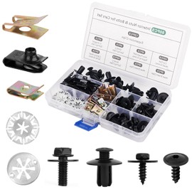 80 Stück Karosserieschrauben Set Metall Befestigungsclips U Typ Auto Blechmutter Schraube Mutter Clip Kit mit Klemmscheiben Hitzeschutzblech für Befestigen Reparieren Autoteil