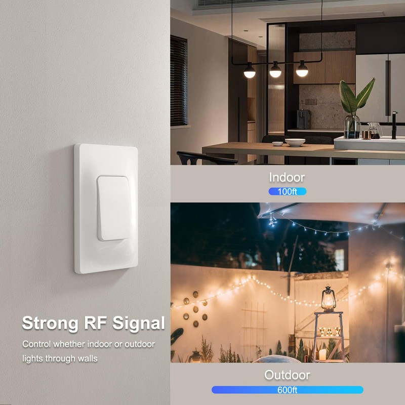 Thinkbee Self-Powered Wireless Light Switch and Receiver Kit, Kinetic Remote