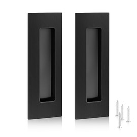 yuntop Black Sliding Closet Door Handles Recessed Finger Flush Pulls Stainless Steel Handles Closet Door Pulls(2 Pack 6 Inch)