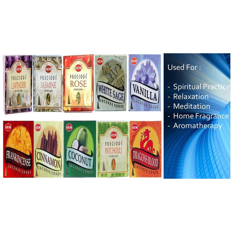 HEM Assorted Incense Cones, Set 10 X 10|Total 100 Cones