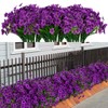 LikSoor 21 Bundles Artificial Outdoor UV Resistant Flowers No Fade Fake Outside Flowers Plastic Greenery Faux Shrubs Garden Porch Window Box Home Decoration(Violet)