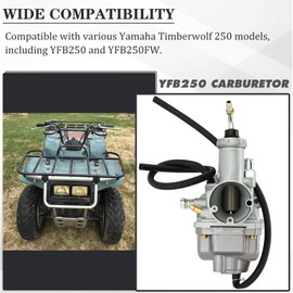Carburetor for Yamaha Timberwolf 250 Compatible with 1992-2000 Yamaha Timberwolf 250 YFB250 YFB250FW Carb, YFB250 Carburetor with Intake Manifold Boot Kit
