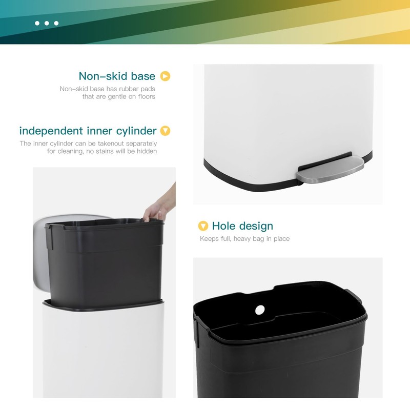 Kitchen Trash Can with Lid for Office Bedroom Bathroom Step