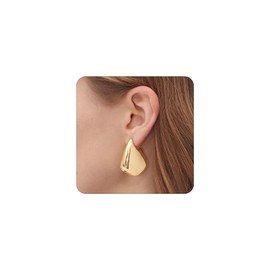 SLOONG 18K Gold Plated Geometric Earrings Waterdrop Dangle Earrings Chunky Teardrop Stud Earrings Lightweight Earrings Hypoallergenic Jewelry for Women Adult(35mm Gold)