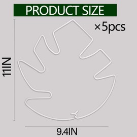 Yohsnor 5PCS Monstera Plant Stem Support White - 11x9.4 inches, Durable Adjustable Leaf Supports for Indoor Plants, Fishbone Cactus Stake Holder for Garden Stability