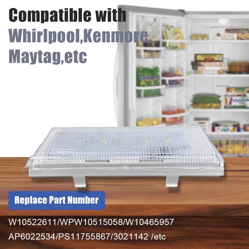 BOVZOR Compatible with Whirlpool W10515058 Refrigerator LED Light, Bright Interior