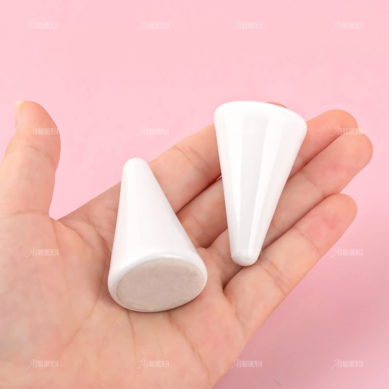 AUEAR、コーンセラミックリングホルダー タワーコーン型ディスプレイスタンド ジュエリーリングウェディングリング用(ホワイト、2個パック)